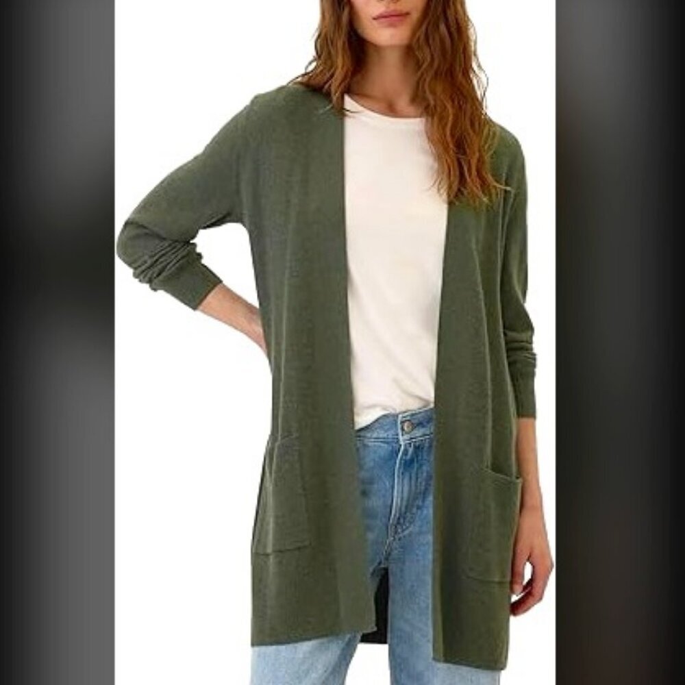 NWT A NEW DAY Lightweight Open Front Long Cardigan Sweater w Pockets Olive XXL